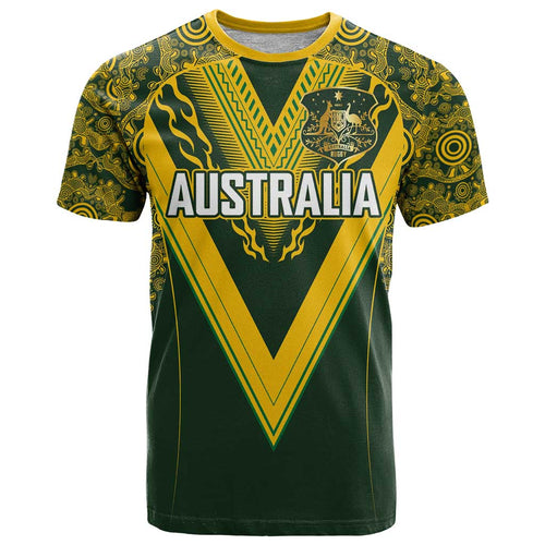 Australia Rugby Custom T Shirt Aboriginal Art Sporty Style - Aussie Hoodie