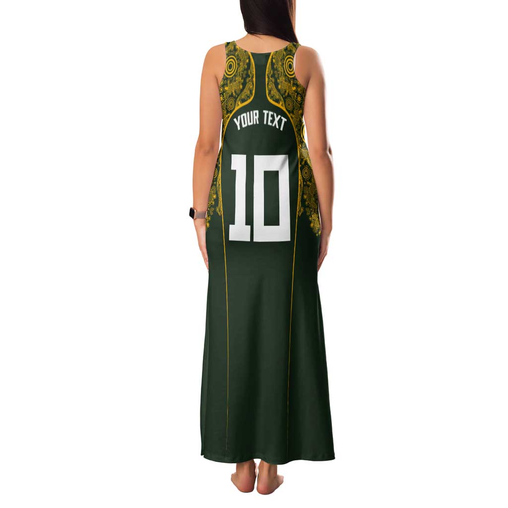 Australia Rugby Custom Tank Maxi Dress Aboriginal Art Sporty Style - Aussie Hoodie