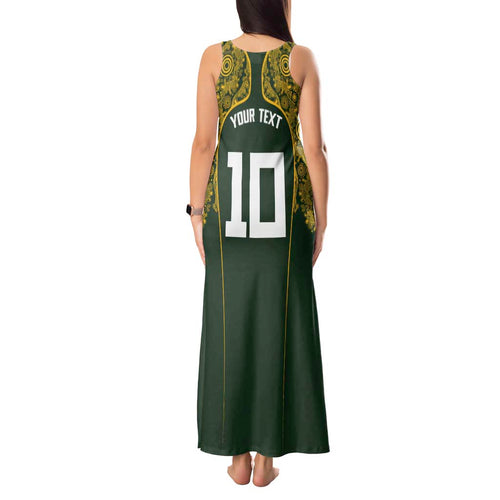 Australia Rugby Custom Tank Maxi Dress Aboriginal Art Sporty Style - Aussie Hoodie