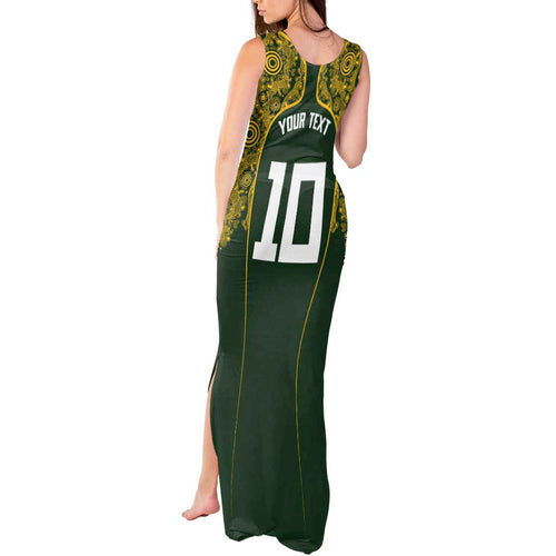 Australia Rugby Custom Tank Maxi Dress Aboriginal Art Sporty Style - Aussie Hoodie