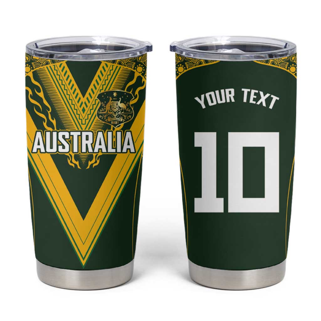 Australia Rugby Custom Tumbler Cup Aboriginal Art Sporty Style - Aussie Hoodie