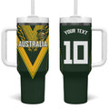 Australia Rugby Custom Tumbler With Handle Aboriginal Art Sporty Style - Aussie Hoodie
