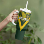 Australia Rugby Custom Tumbler With Handle Aboriginal Art Sporty Style - Aussie Hoodie