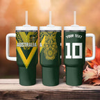 Australia Rugby Custom Tumbler With Handle Aboriginal Art Sporty Style - Aussie Hoodie