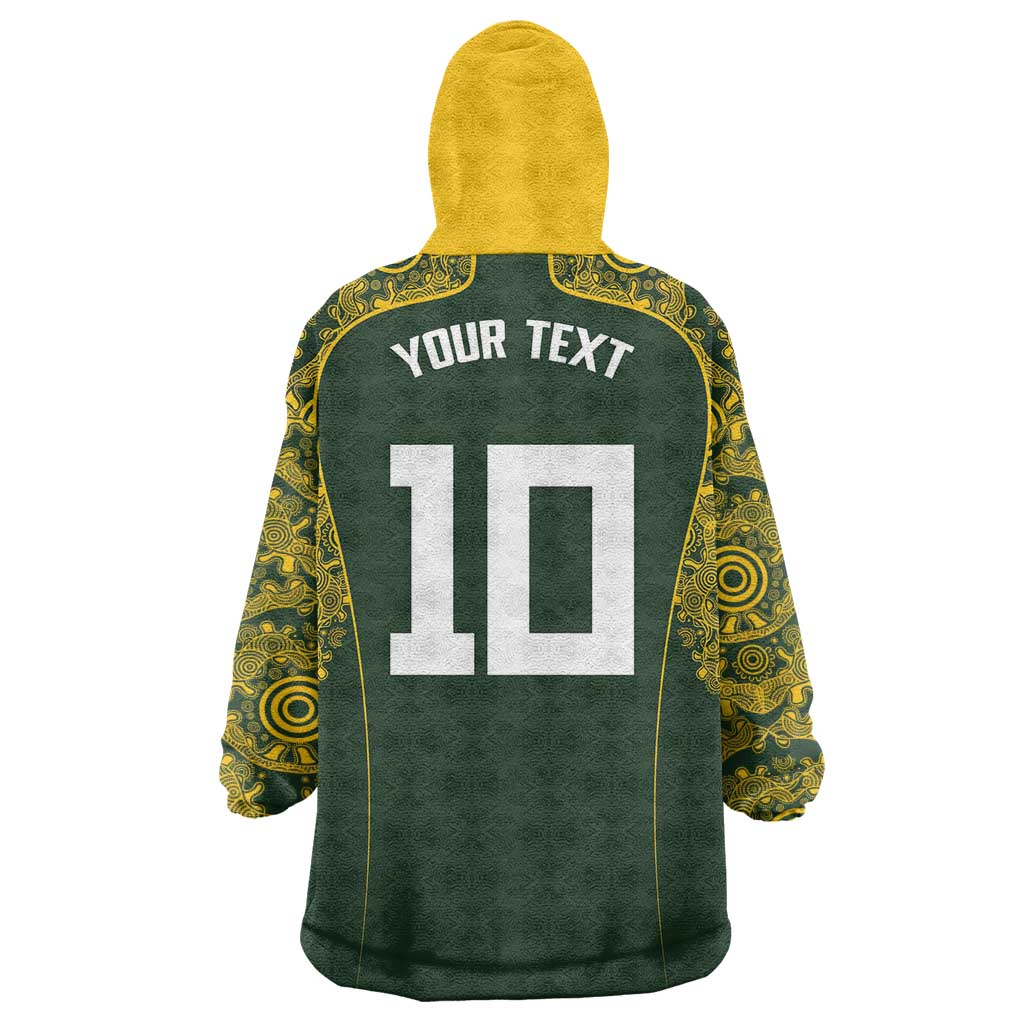 Australia Rugby Custom Wearable Blanket Hoodie Aboriginal Art Sporty Style - Aussie Hoodie
