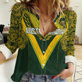 Australia Rugby Custom Women Casual Shirt Aboriginal Art Sporty Style - Aussie Hoodie