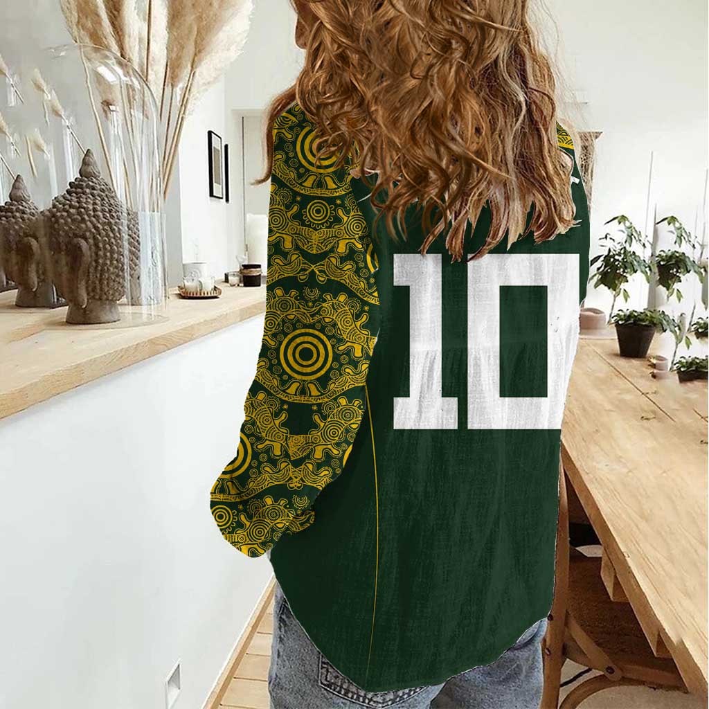 Australia Rugby Custom Women Casual Shirt Aboriginal Art Sporty Style - Aussie Hoodie