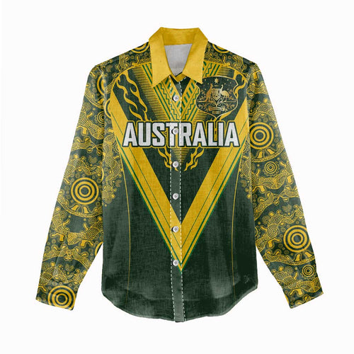 Australia Rugby Custom Women Casual Shirt Aboriginal Art Sporty Style - Aussie Hoodie