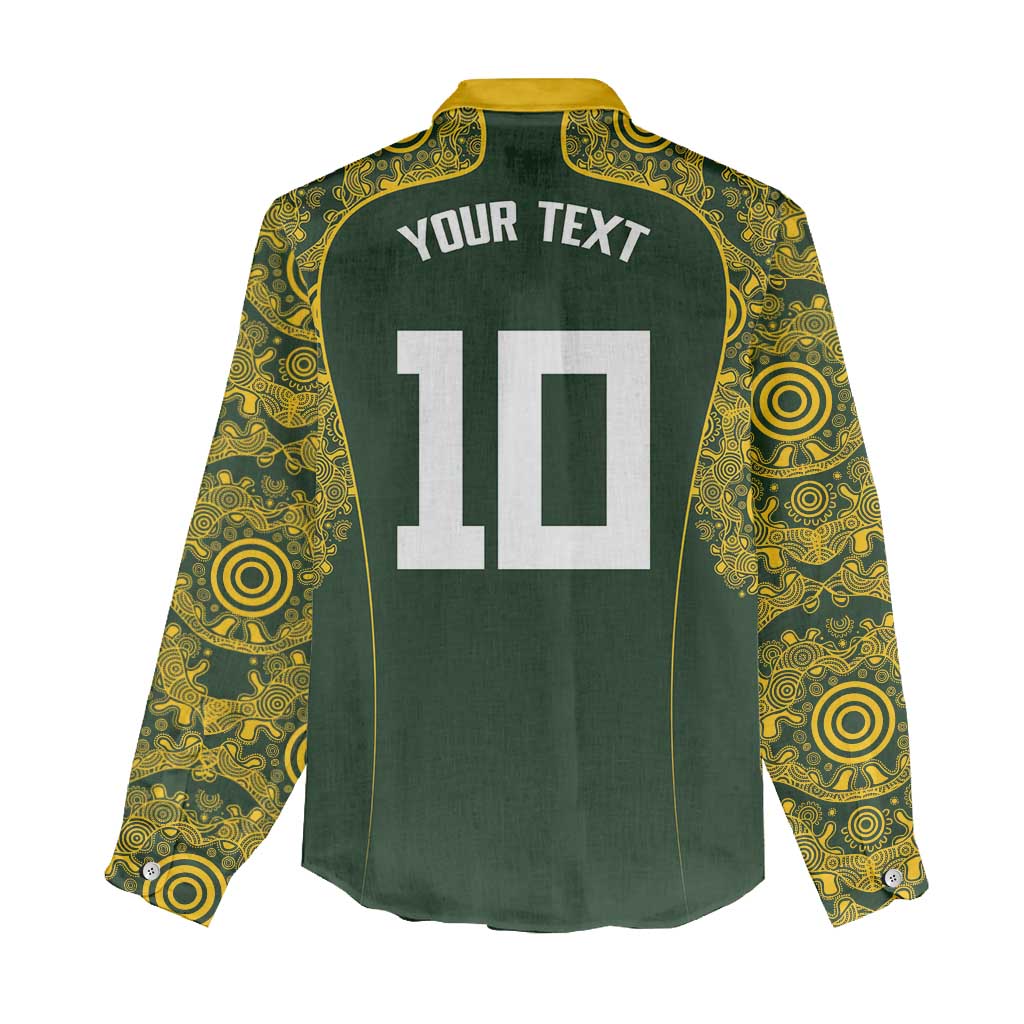 Australia Rugby Custom Women Casual Shirt Aboriginal Art Sporty Style - Aussie Hoodie