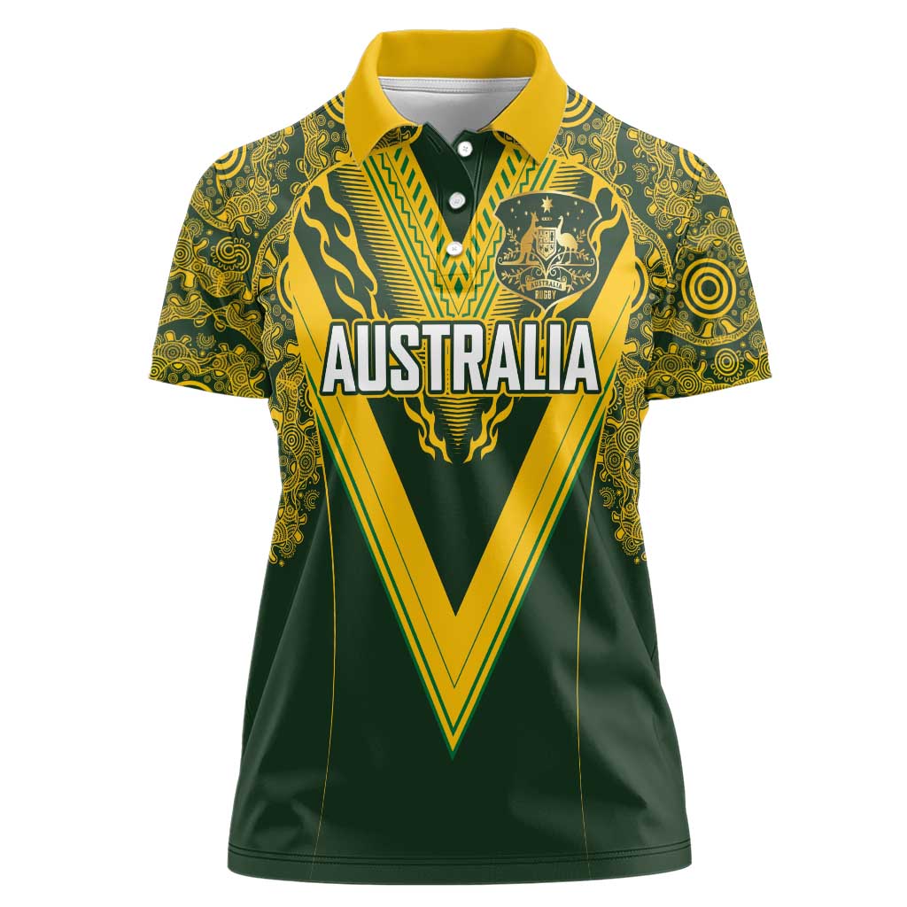Australia Rugby Custom Women Polo Shirt Aboriginal Art Sporty Style - Aussie Hoodie