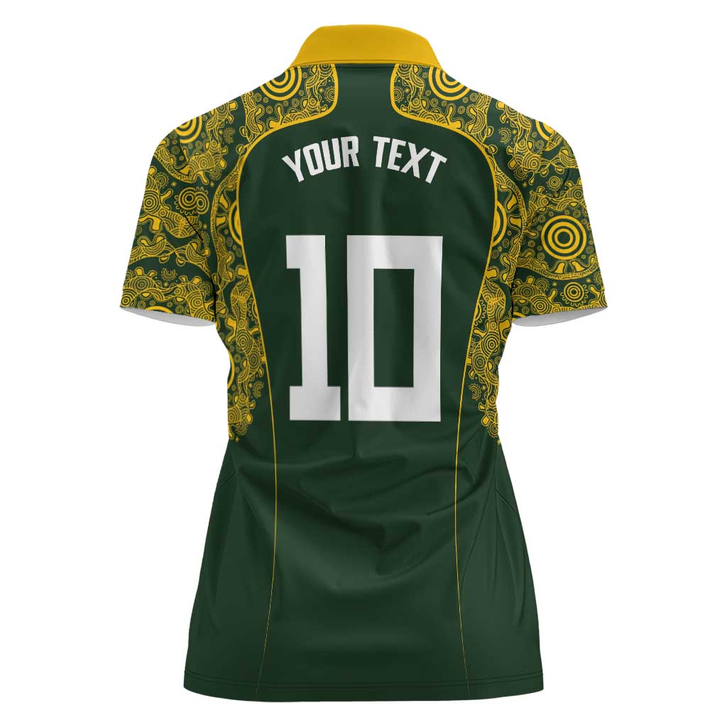 Australia Rugby Custom Women Polo Shirt Aboriginal Art Sporty Style - Aussie Hoodie