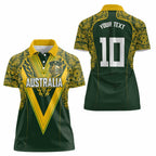 Australia Rugby Custom Women Polo Shirt Aboriginal Art Sporty Style - Aussie Hoodie