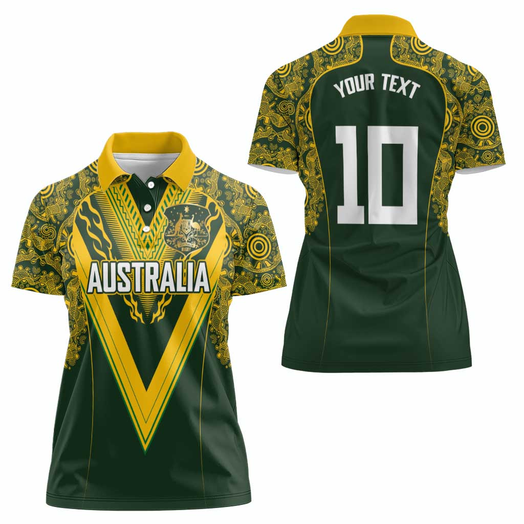 Australia Rugby Custom Women Polo Shirt Aboriginal Art Sporty Style - Aussie Hoodie