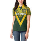 Australia Rugby Custom Women Polo Shirt Aboriginal Art Sporty Style - Aussie Hoodie