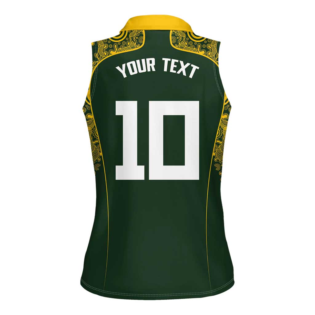 Australia Rugby Custom Women Sleeveless Polo Shirt Aboriginal Art Sporty Style - Aussie Hoodie