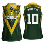 Australia Rugby Custom Women Sleeveless Polo Shirt Aboriginal Art Sporty Style - Aussie Hoodie