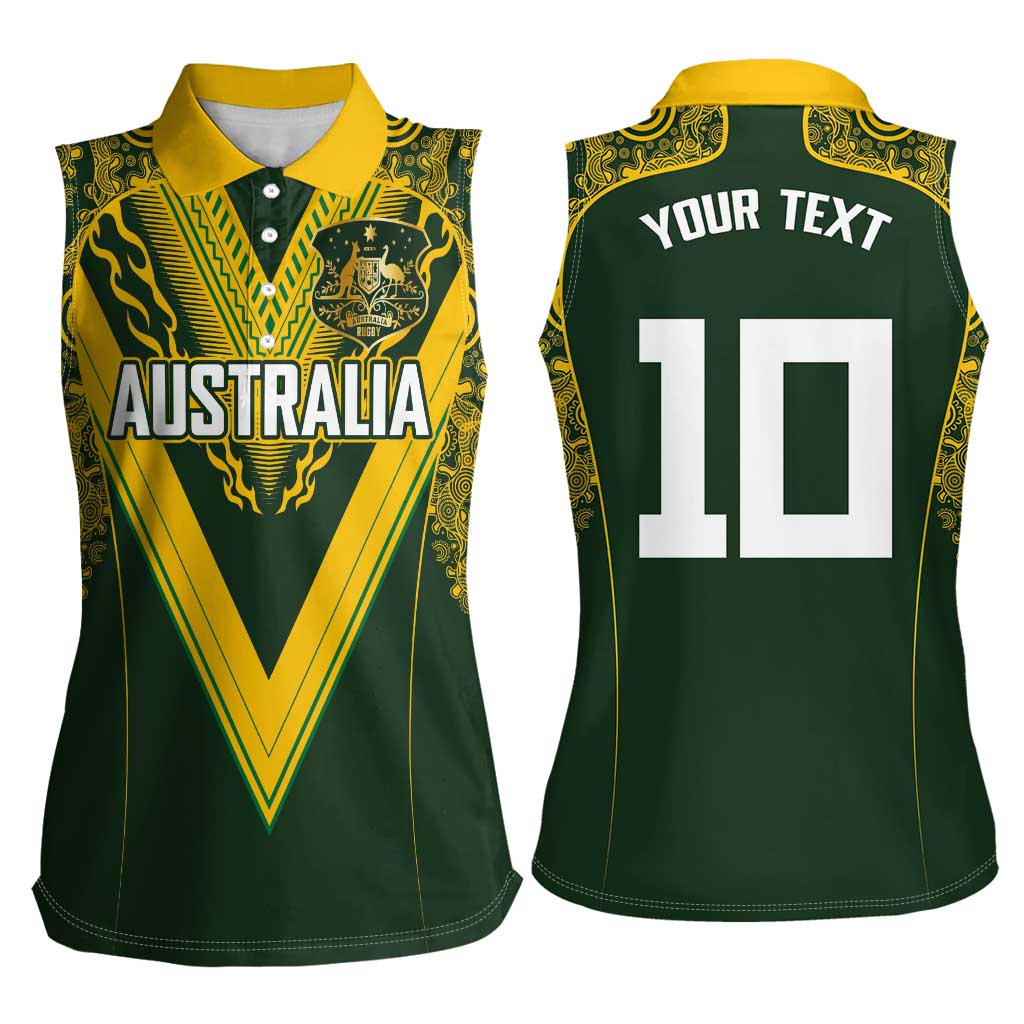 Australia Rugby Custom Women Sleeveless Polo Shirt Aboriginal Art Sporty Style - Aussie Hoodie