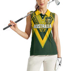 Australia Rugby Custom Women Sleeveless Polo Shirt Aboriginal Art Sporty Style - Aussie Hoodie