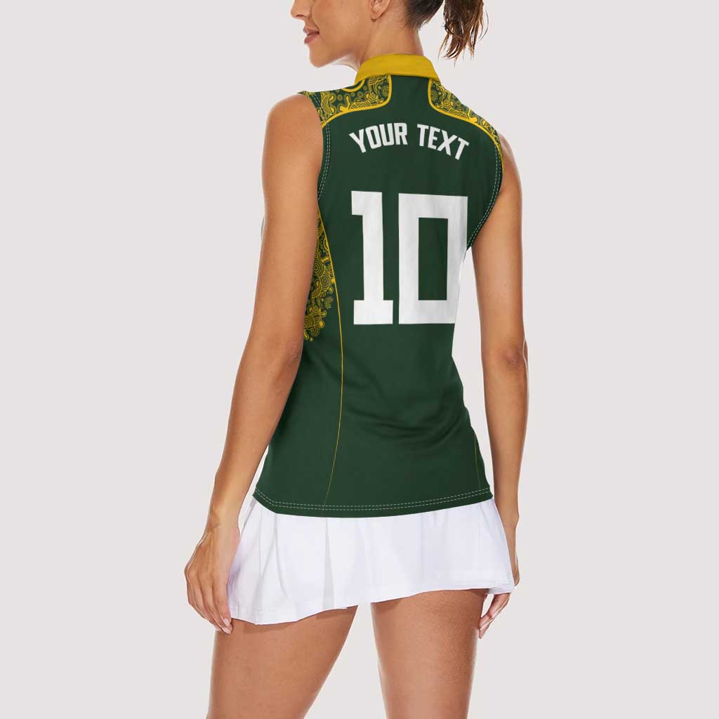 Australia Rugby Custom Women Sleeveless Polo Shirt Aboriginal Art Sporty Style - Aussie Hoodie