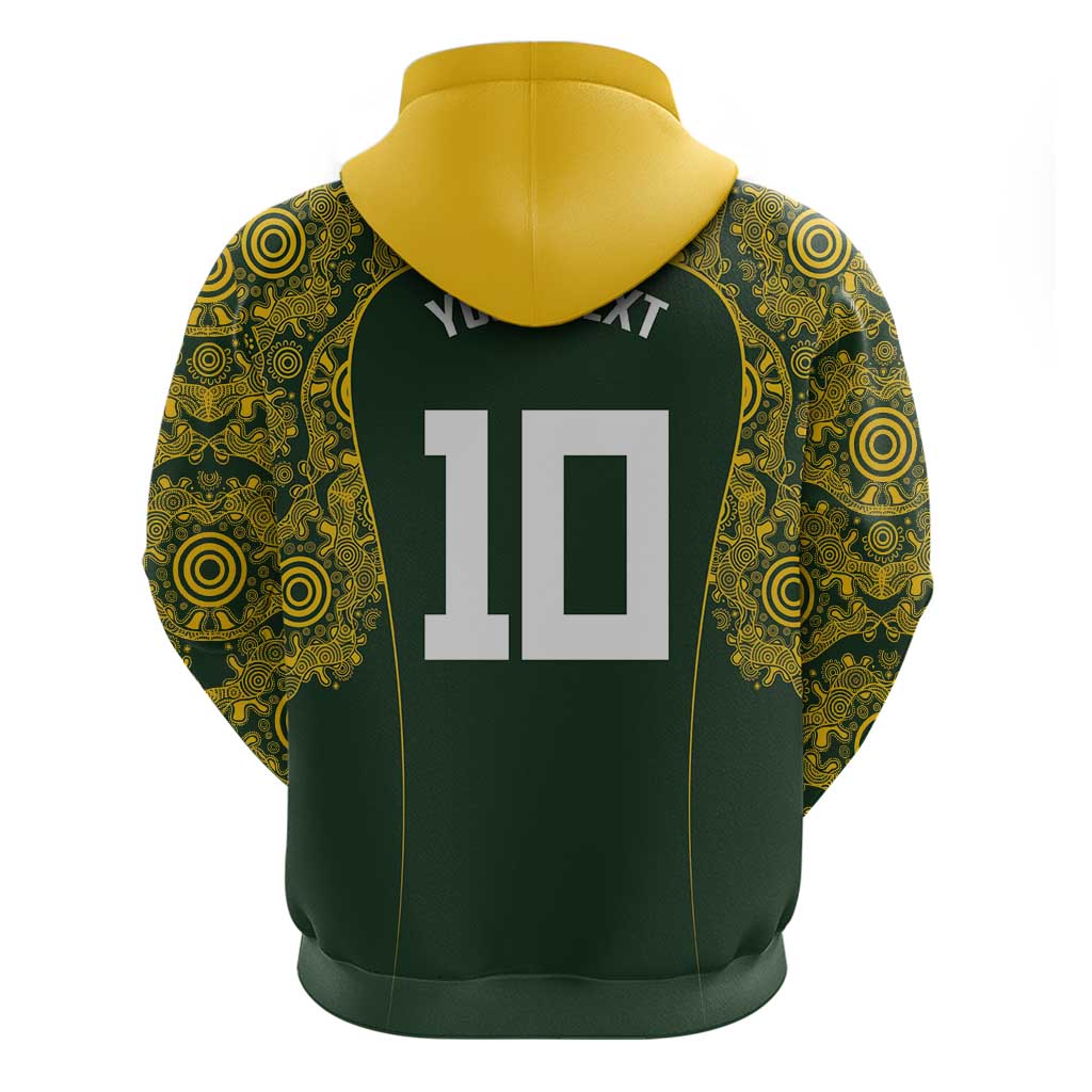 Australia Rugby Custom Zip Hoodie Aboriginal Art Sporty Style - Aussie Hoodie