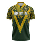 Australia Rugby Custom Zipper Polo Shirt Aboriginal Art Sporty Style - Aussie Hoodie