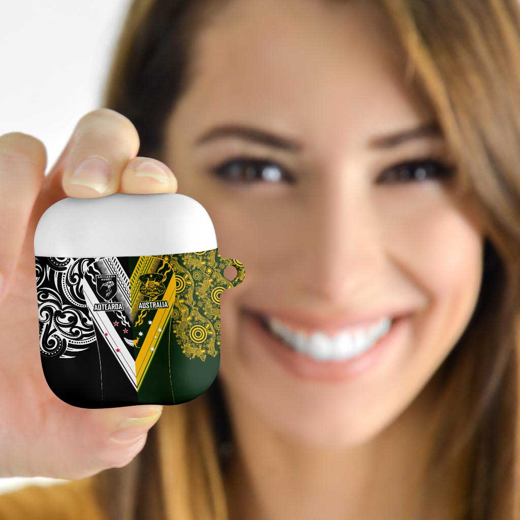 Aotearoa Australia Rugby AirPods Case Maori and Aboriginal Art Sporty Style - Aussie Hoodie