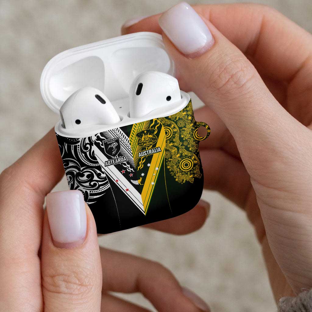 Aotearoa Australia Rugby AirPods Case Maori and Aboriginal Art Sporty Style - Aussie Hoodie
