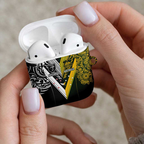 Aotearoa Australia Rugby AirPods Case Maori and Aboriginal Art Sporty Style - Aussie Hoodie
