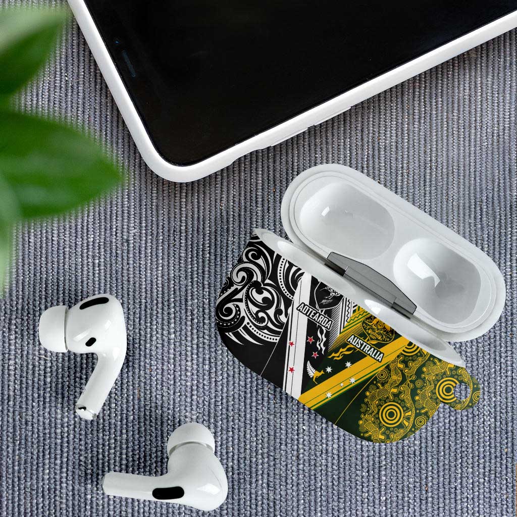 Aotearoa Australia Rugby AirPods Case Maori and Aboriginal Art Sporty Style - Aussie Hoodie