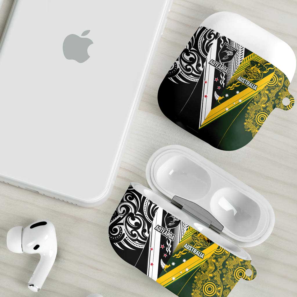 Aotearoa Australia Rugby AirPods Case Maori and Aboriginal Art Sporty Style - Aussie Hoodie