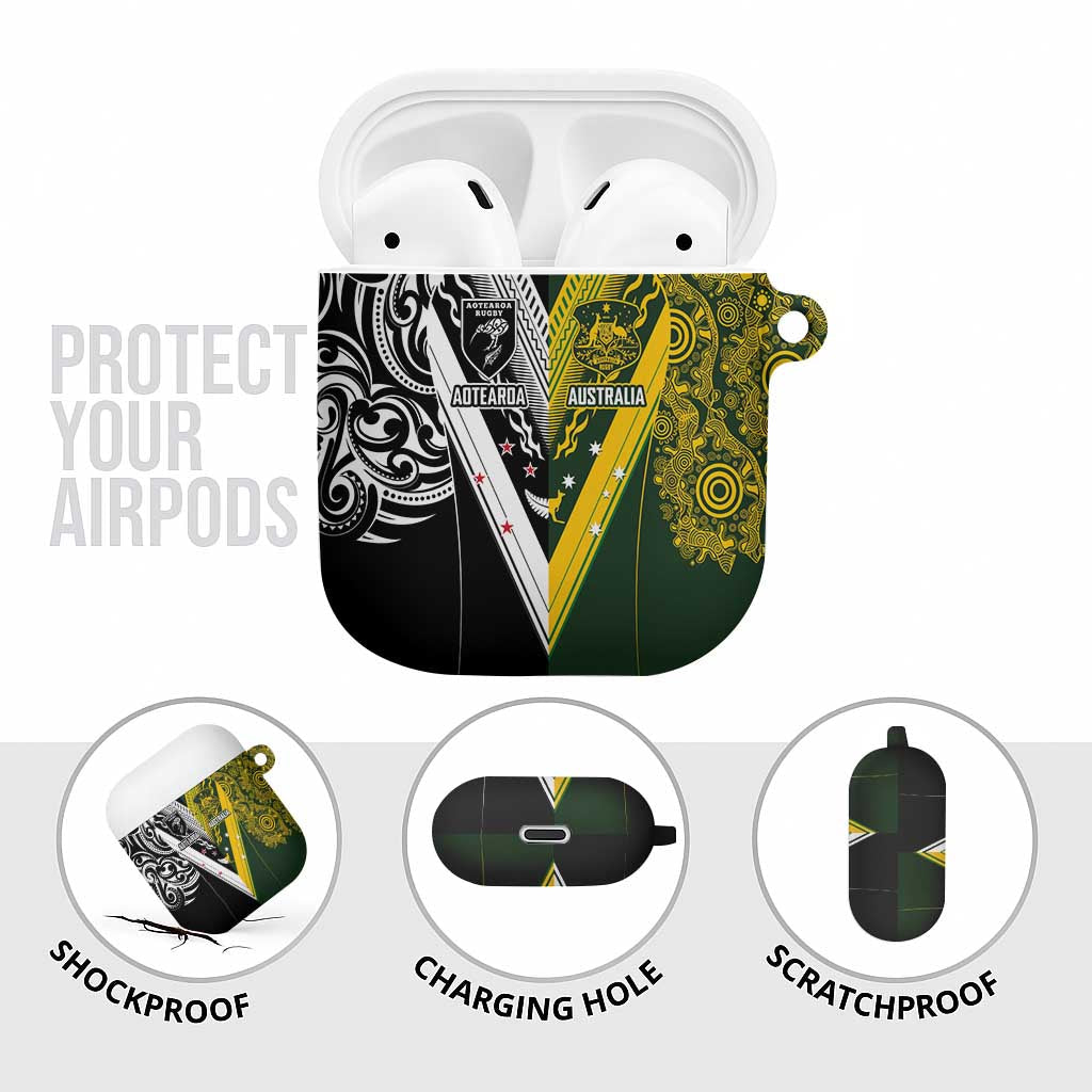 Aotearoa Australia Rugby AirPods Case Maori and Aboriginal Art Sporty Style - Aussie Hoodie