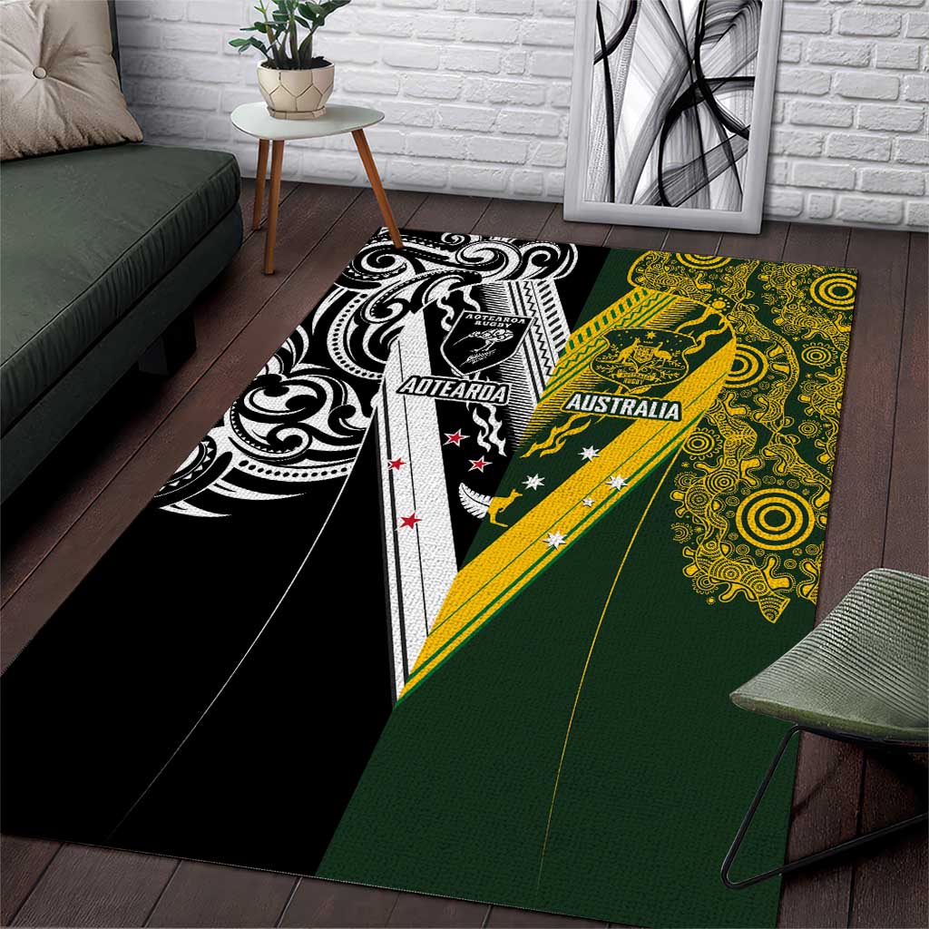 Aotearoa Australia Rugby Area Rug Maori and Aboriginal Art Sporty Style - Aussie Hoodie