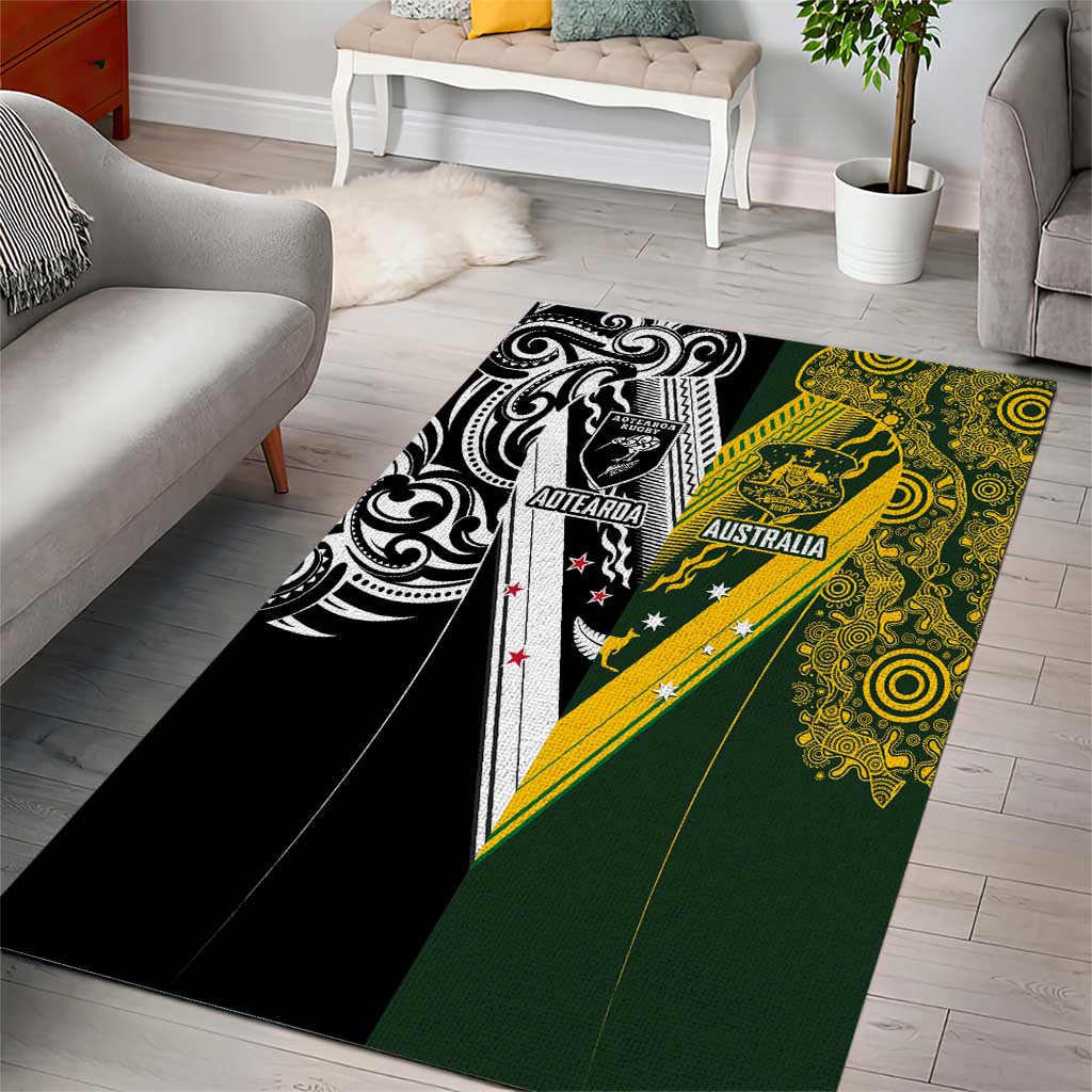 Aotearoa Australia Rugby Area Rug Maori and Aboriginal Art Sporty Style - Aussie Hoodie