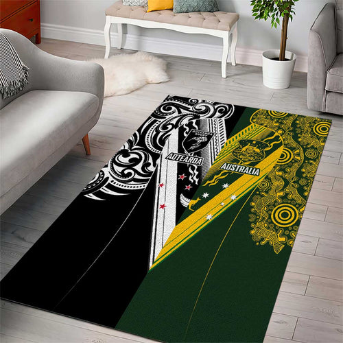 Aotearoa Australia Rugby Area Rug Maori and Aboriginal Art Sporty Style - Aussie Hoodie
