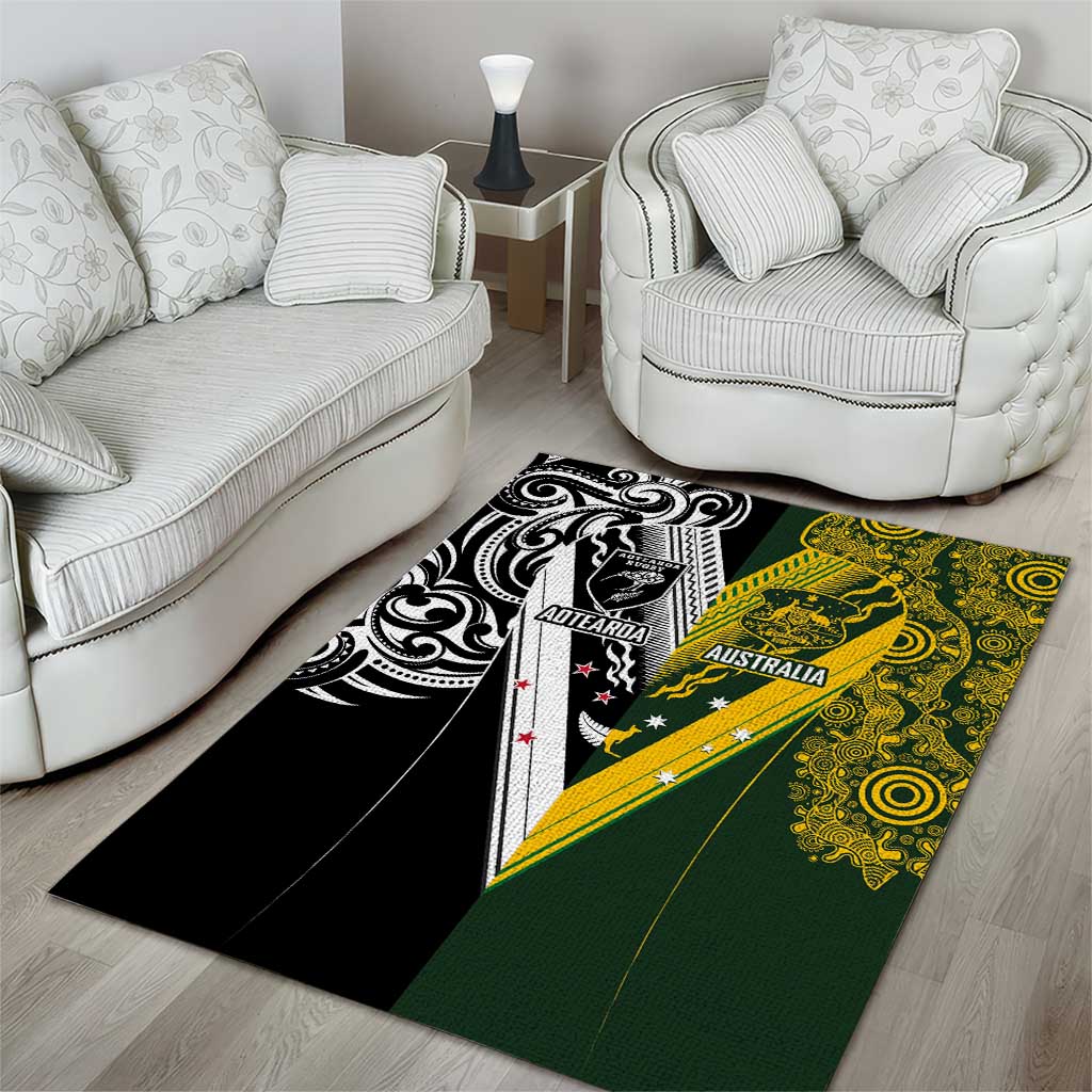 Aotearoa Australia Rugby Area Rug Maori and Aboriginal Art Sporty Style - Aussie Hoodie