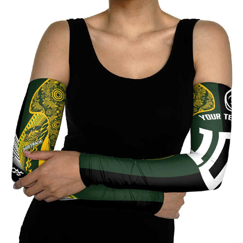 Aotearoa Australia Rugby Custom Arm Sleeves Maori and Aboriginal Art Sporty Style - Aussie Hoodie