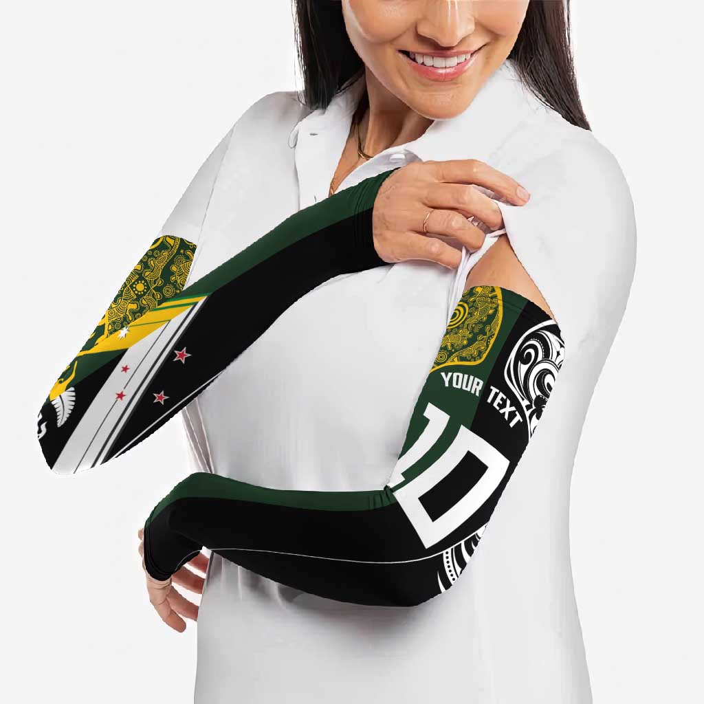 Aotearoa Australia Rugby Custom Arm Sleeves Maori and Aboriginal Art Sporty Style - Aussie Hoodie