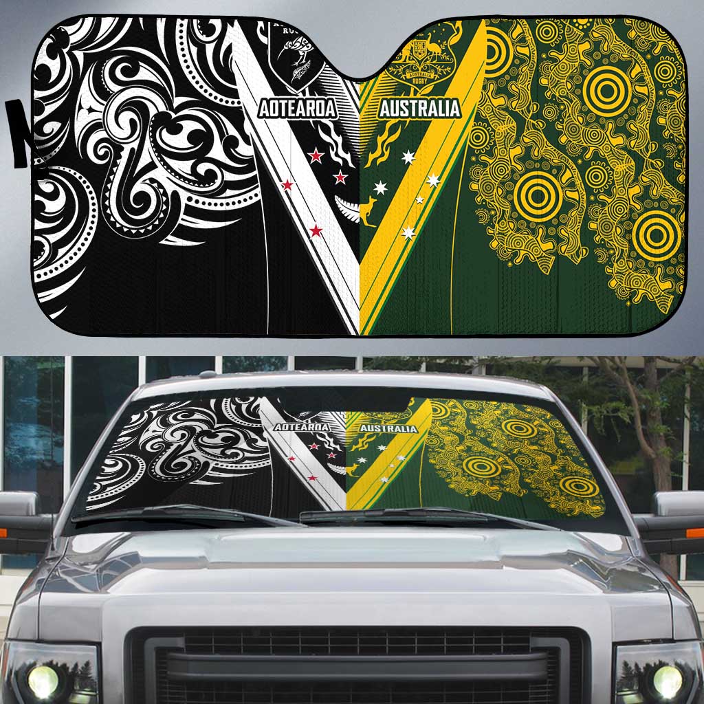 Aotearoa Australia Rugby Auto Sun Shade Maori and Aboriginal Art Sporty Style - Aussie Hoodie