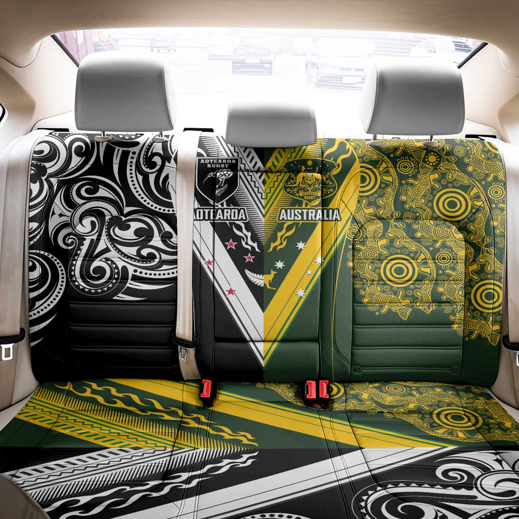 Aotearoa Australia Rugby Back Car Seat Cover Maori and Aboriginal Art Sporty Style - Aussie Hoodie
