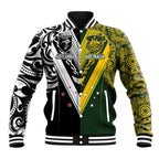 Aotearoa Australia Rugby Custom Baseball Jacket Maori and Aboriginal Art Sporty Style - Aussie Hoodie