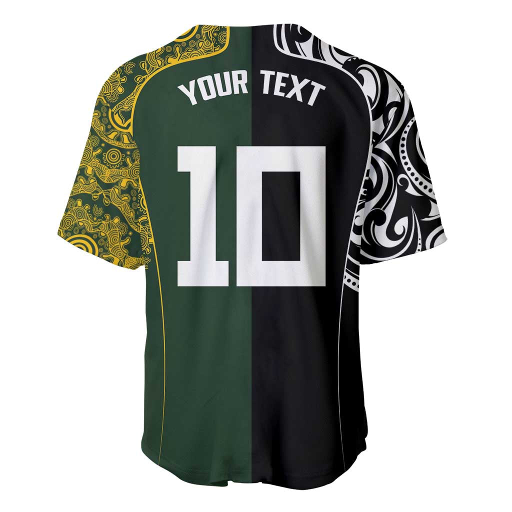 Aotearoa Australia Rugby Custom Baseball Jersey Maori and Aboriginal Art Sporty Style - Aussie Hoodie
