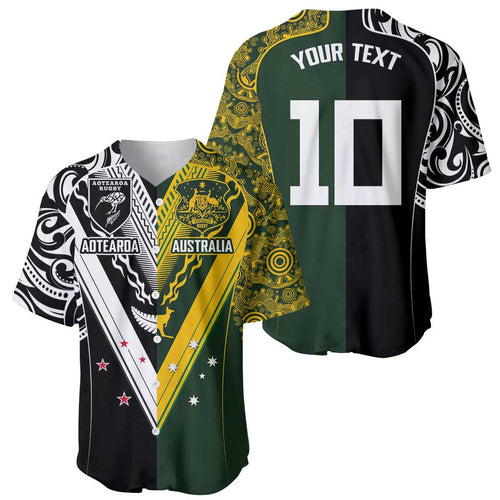 Aotearoa Australia Rugby Custom Baseball Jersey Maori and Aboriginal Art Sporty Style - Aussie Hoodie