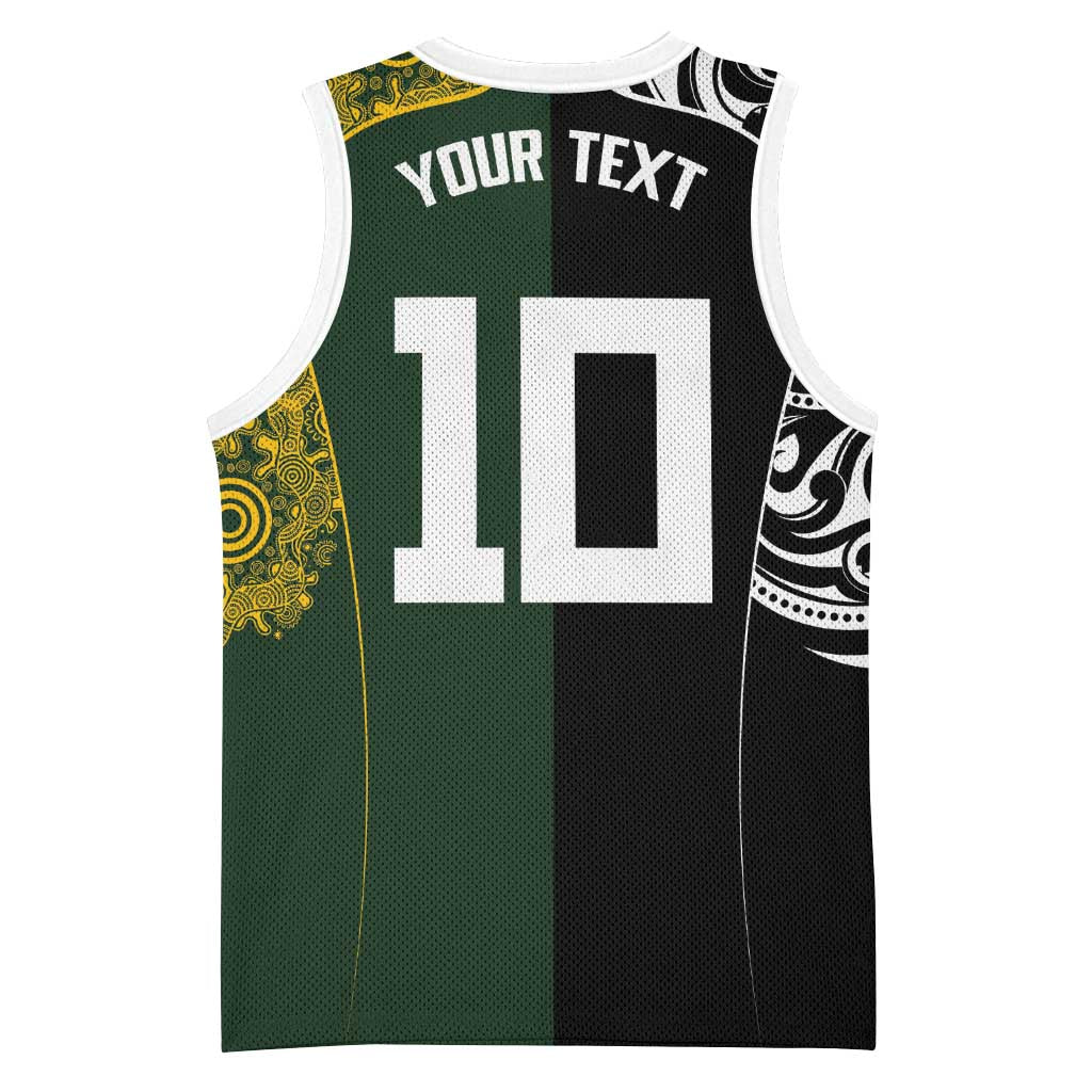 Aotearoa Australia Rugby Custom Basketball Jersey Maori and Aboriginal Art Sporty Style - Aussie Hoodie