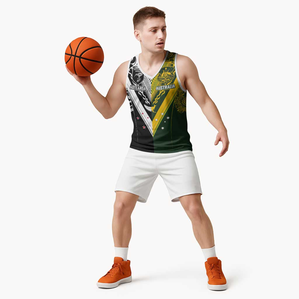 Aotearoa Australia Rugby Custom Basketball Jersey Maori and Aboriginal Art Sporty Style - Aussie Hoodie