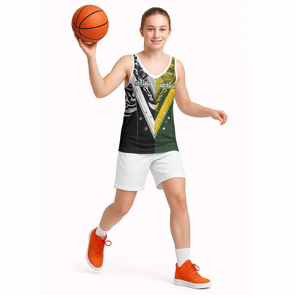 Aotearoa Australia Rugby Custom Basketball Jersey Maori and Aboriginal Art Sporty Style - Aussie Hoodie