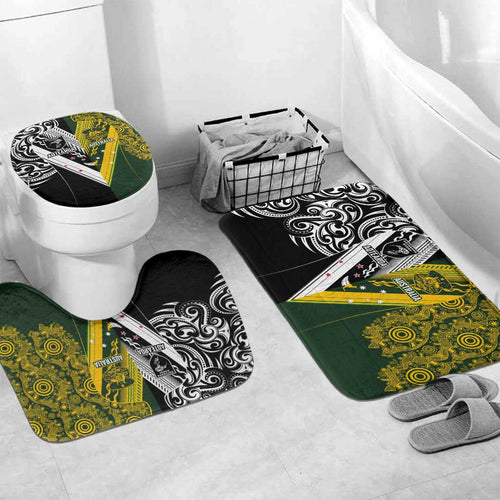 Aotearoa Australia Rugby Bathroom Set Maori and Aboriginal Art Sporty Style - Aussie Hoodie