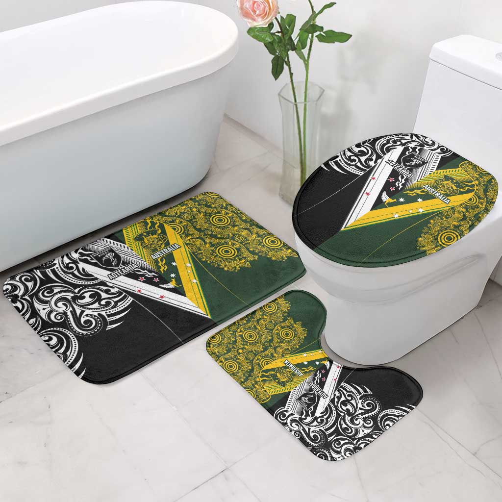 Aotearoa Australia Rugby Bathroom Set Maori and Aboriginal Art Sporty Style - Aussie Hoodie