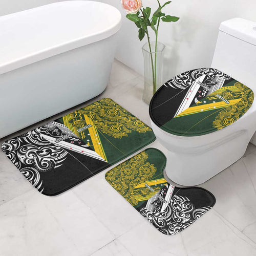 Aotearoa Australia Rugby Bathroom Set Maori and Aboriginal Art Sporty Style - Aussie Hoodie