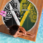 Aotearoa Australia Rugby Beach Blanket Maori and Aboriginal Art Sporty Style - Aussie Hoodie