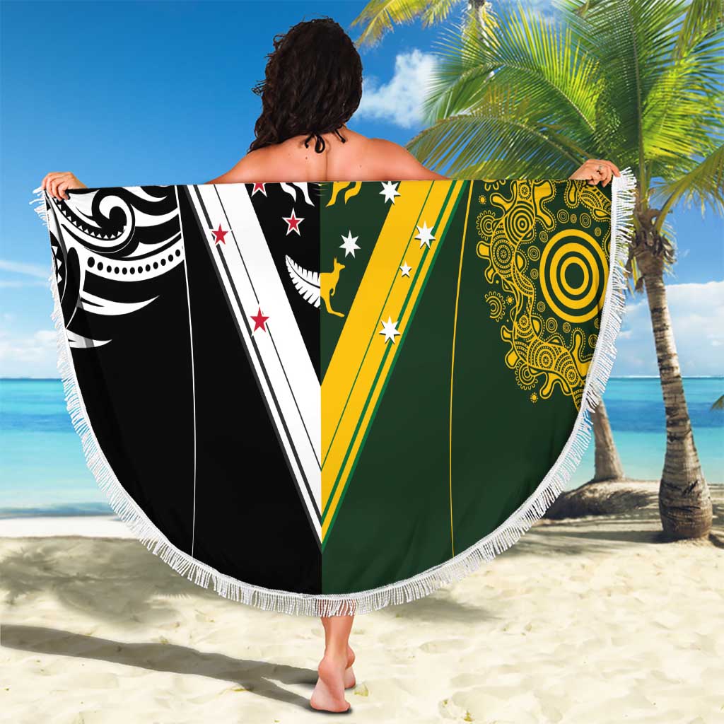 Aotearoa Australia Rugby Beach Blanket Maori and Aboriginal Art Sporty Style - Aussie Hoodie